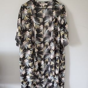 Floral print sheer kimono